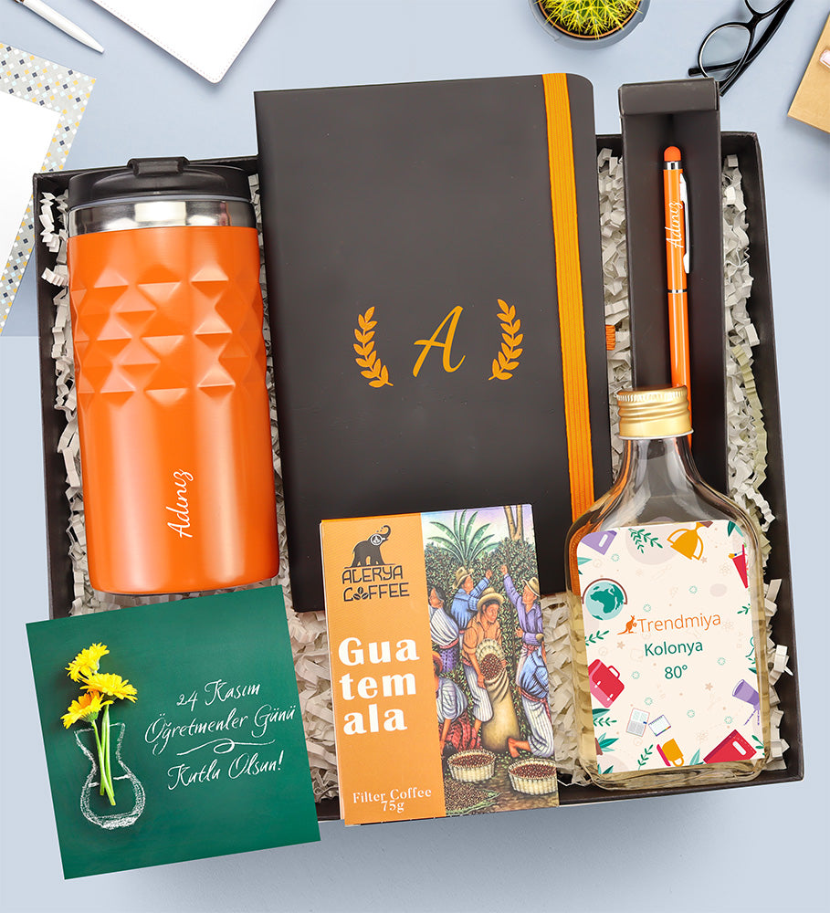 Kişiye Özel Termos & Kalem & Defter & Kolonya & Filtre Kahve Hediye Seti