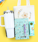 Pipetli Termos & Kalem & Kalem & Bez Çanta & Latte Okula Dönüş Hediye Seti