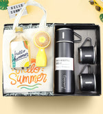 Kişiye Özel 3 Bardak Termos & Kolonya & El Fanı & Bez Çanta Yaz Hediye Seti