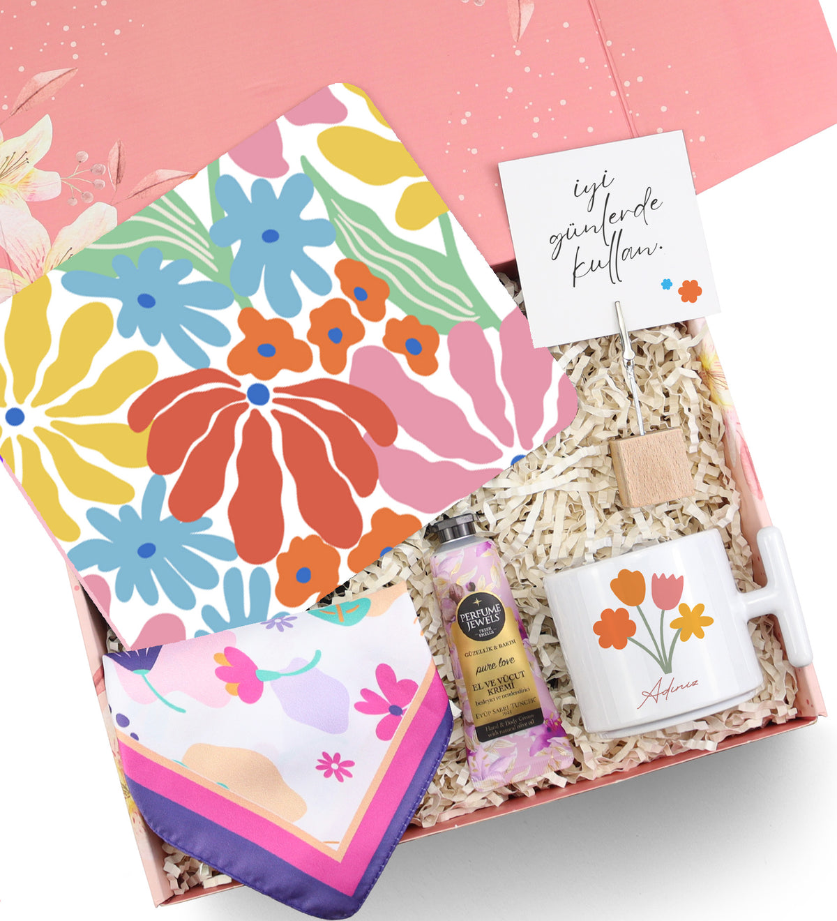 Renkli Çiçek Tasarım Hediye Seti