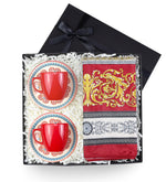 2 li Seramik Kahve Fincanı & Versace Model Saten Şal Hediye Seti