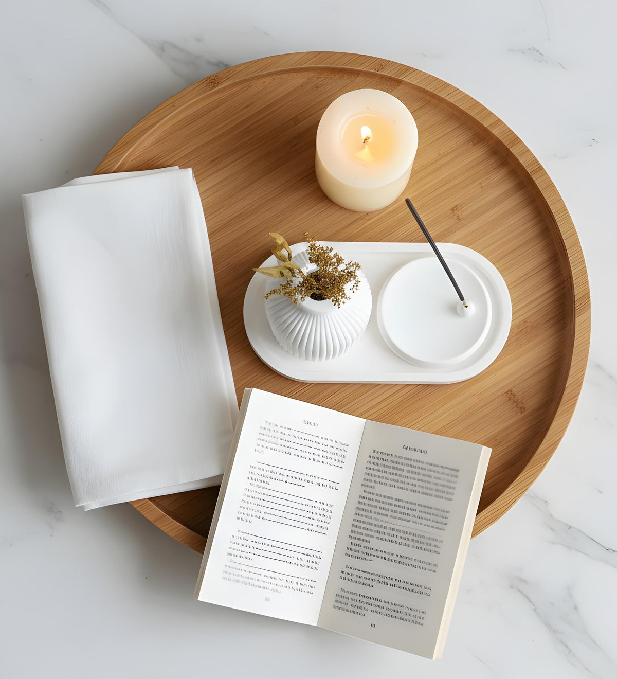 Dekoratif Standlı Alçı Vazo Biblo & Tütsülük Seti