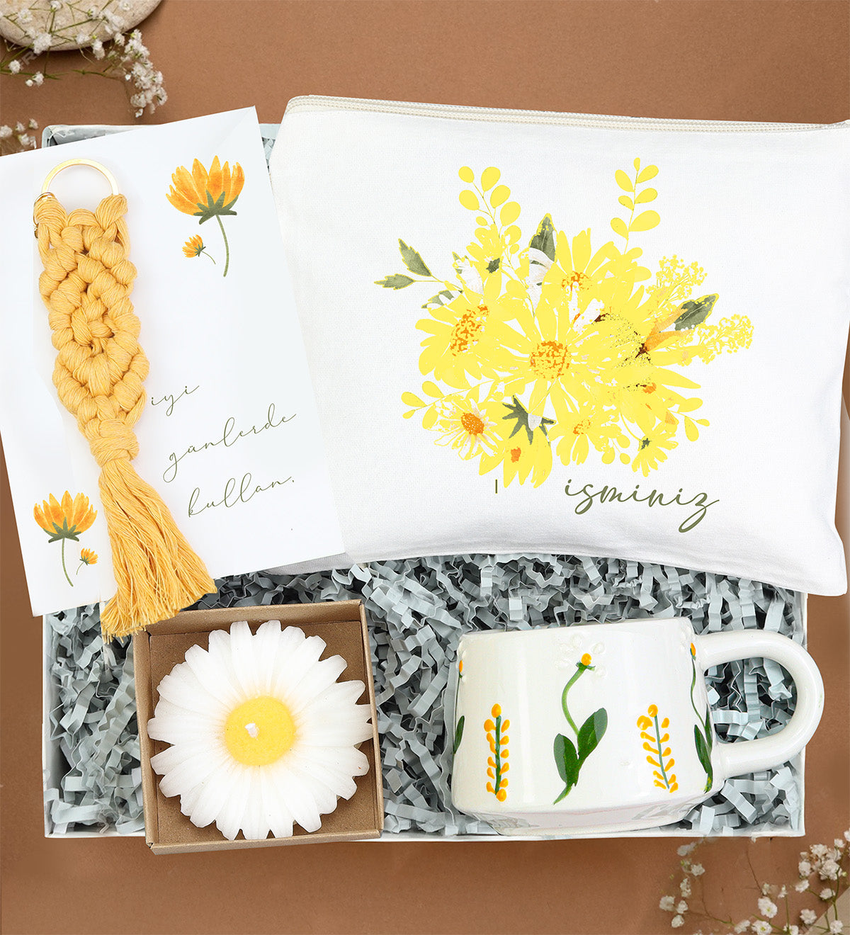 Kişiye Özel Bez Çanta & Anahtarlık & Mum & %100 El Yapımı Hediye Seti