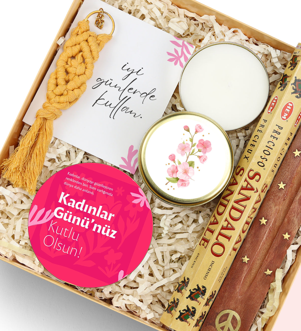 Makrome Anahtarlık & Mum & Bardak Altlığı & Tütsü Hediye Seti