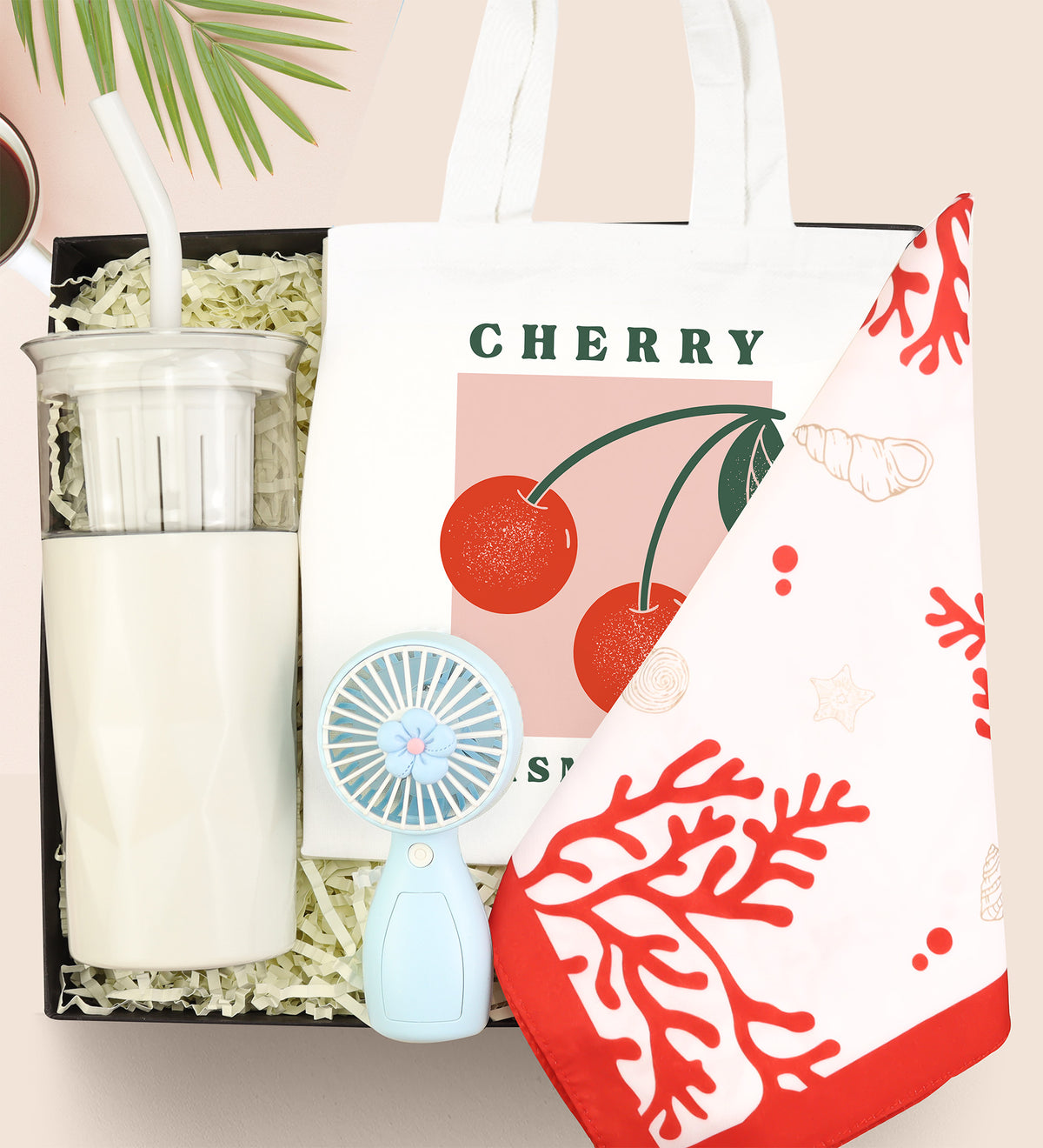 Cam Detox Termos & El Fanı & Fular & Bez Çanta Yaz Hediye Seti