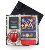 Selamlıque Türk Kahvesi & Fincan & Versace Model Saten Şal Hediye Seti