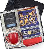 Selamlıque Türk Kahvesi & Fincan & Versace Model Saten Şal Hediye Seti
