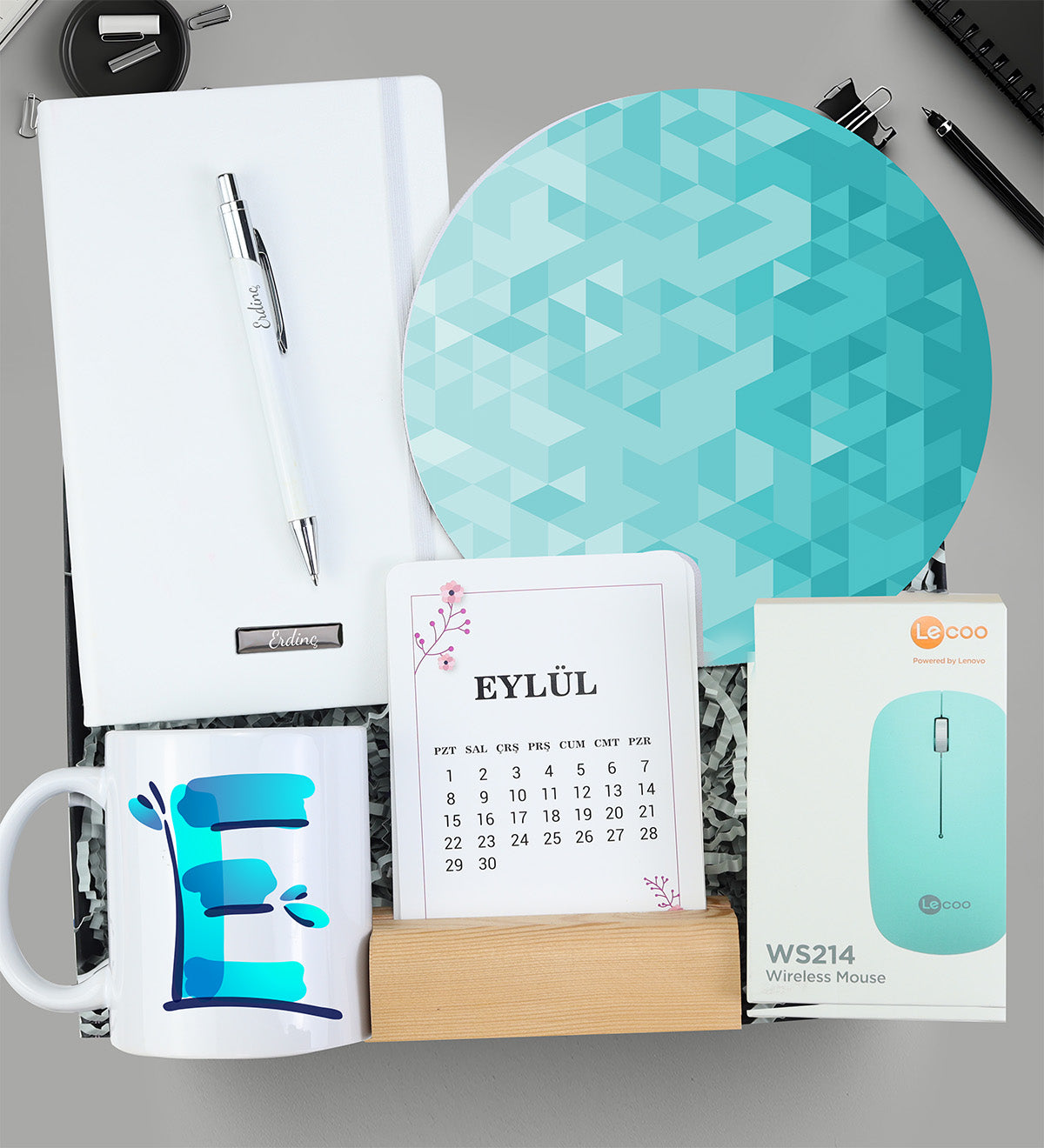 Defter & Kalem & Takvim & Mouse & Mousepad & Kupa Hediye Seti