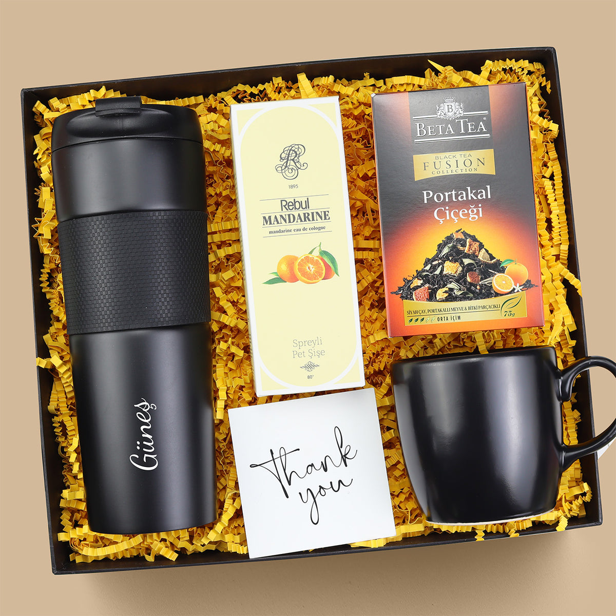 Kişiye Özel Termos & Kupa & Kolonya & Bitki Çay Hediye Seti