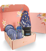 2'li Mavi Porselen Fincan & 200 ml Okyanus Kolonya & Selamlıque Türk Kahvesi & Lacivert Fular