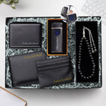 Elektronik Çakmak& Siyah Erkek Cüzdan & Siyah Kartlık & Siyah Tesbih & Tabaka Hediye Seti