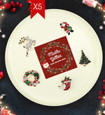 5 Adet Yılbaşı Kartında Broş