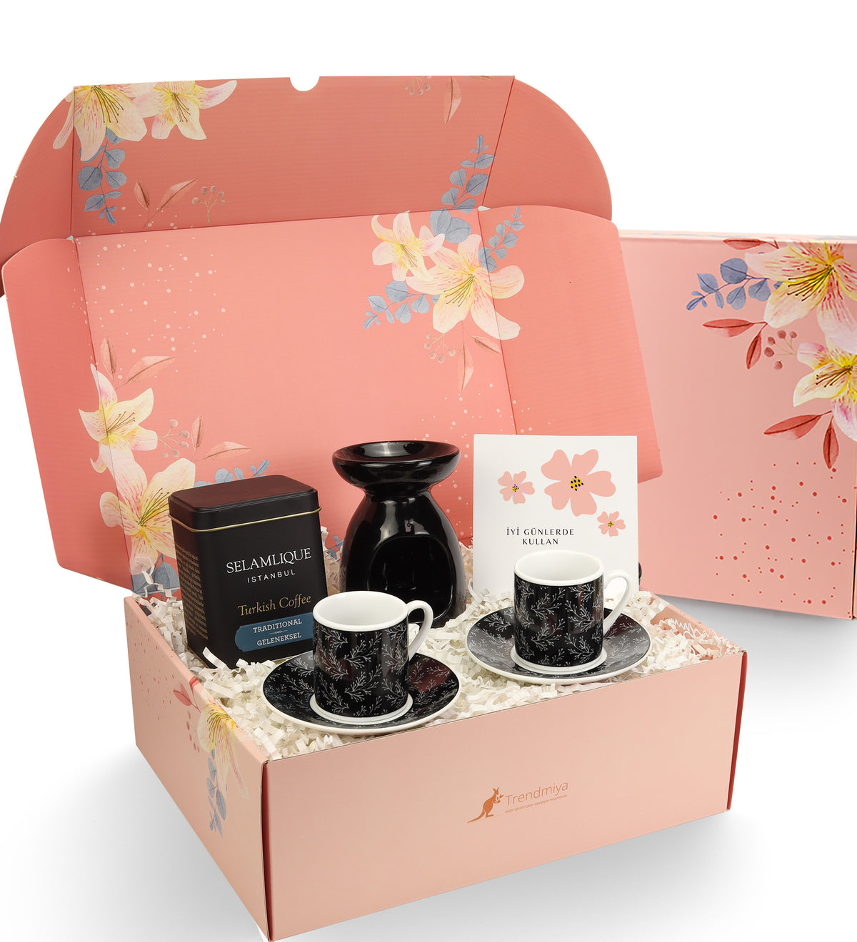 2'li Fincan & Buhurdanlık & Selamlıque Türk Kahvesi Hediye Seti