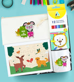 Baskılı Puzzle & Kuru Boya & Kalemlik Okula Dönüş hediye Seti