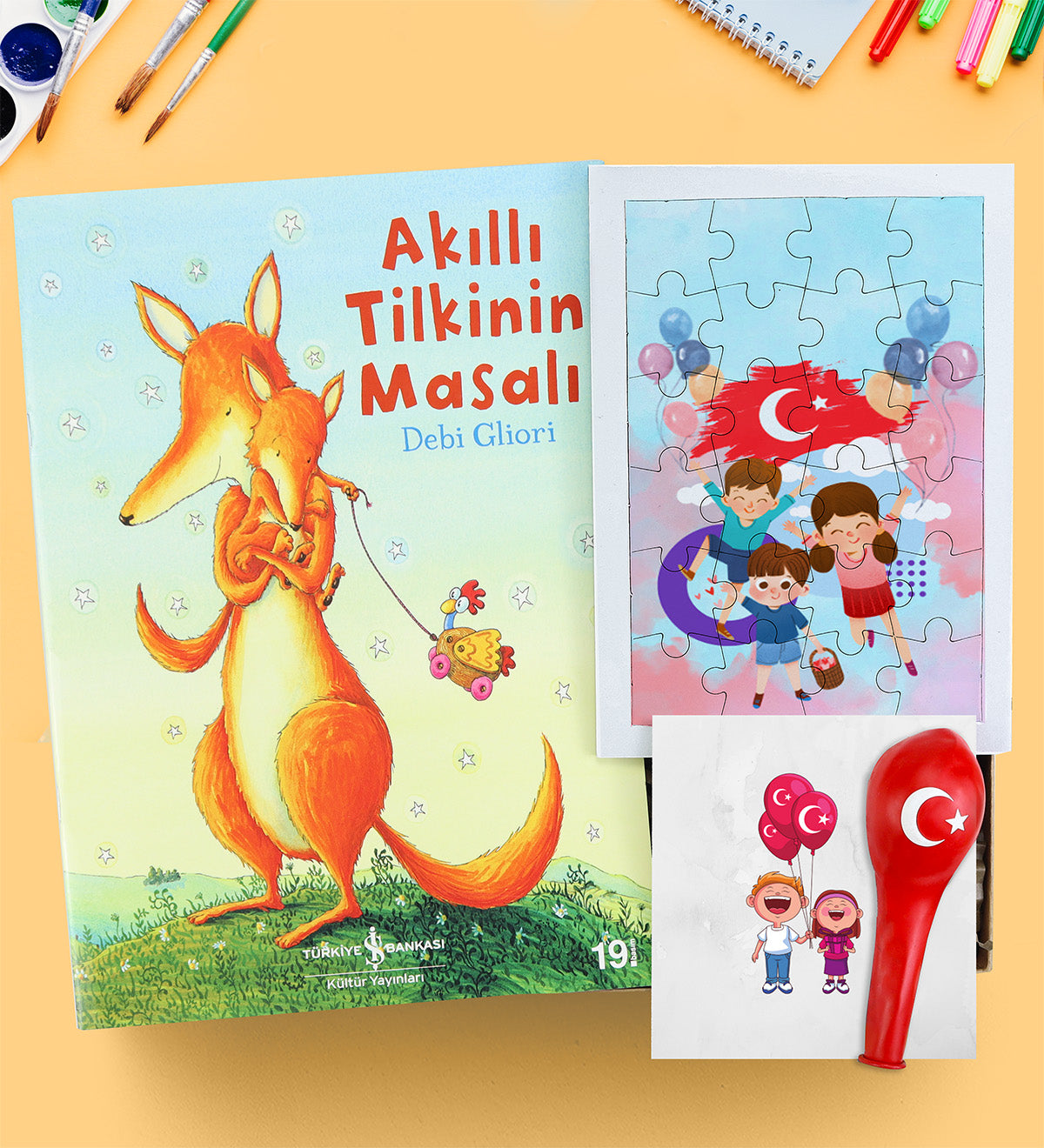 Akıllı Tilkinin Masalı & Balon & Puzzle Hediye Seti