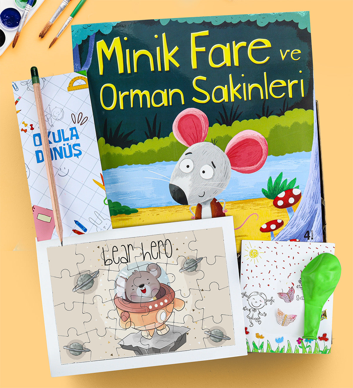 Hikaye Kitabı & Puzzle & Balon & Kalem Hediye Seti