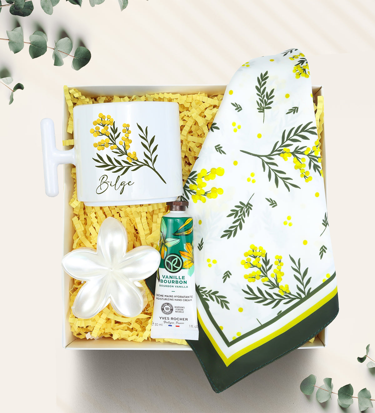Kişiye Özel Mimoza Tasarım Kadına Hediye Seti