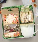 Bitki Çayı & Porselen Kupa & Bademli Kurabiye Hediye Seti