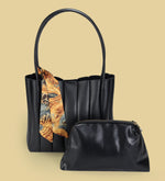 Fularlı Büyük Boy Siyah Kadın Çanta