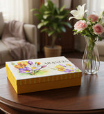 6'lı Turuncu Mor Çiçekli Porselen Kahve Fincanı