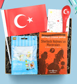 Sherlock Holmes'un Maceraları Kitabı & Mikro Block Yapboz & Balon & Türk Bayrağı Hediye Seti