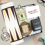 Tavla Baskılı Bez Çanta & Selamlıque Türk Kahvesi & Porselen Fincan & Eyüp Sabri Tuncer Tıraş Kolonyası Babalar Günü Hediye Seti