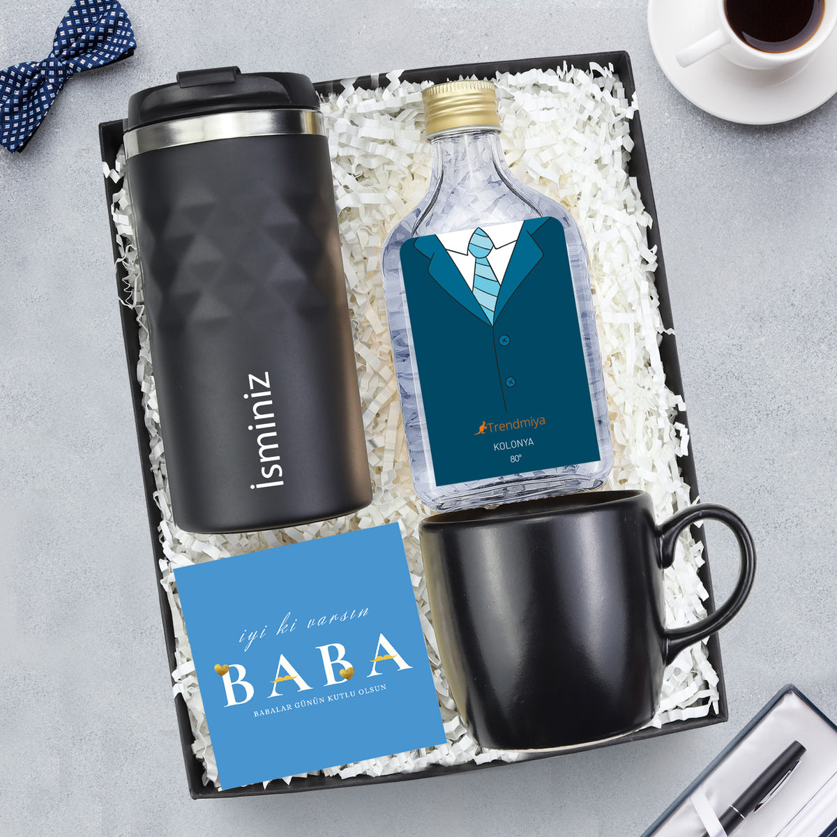 Kişiye Özel Termos & Kupa & Kolonya Babalar Günü Hediye Seti