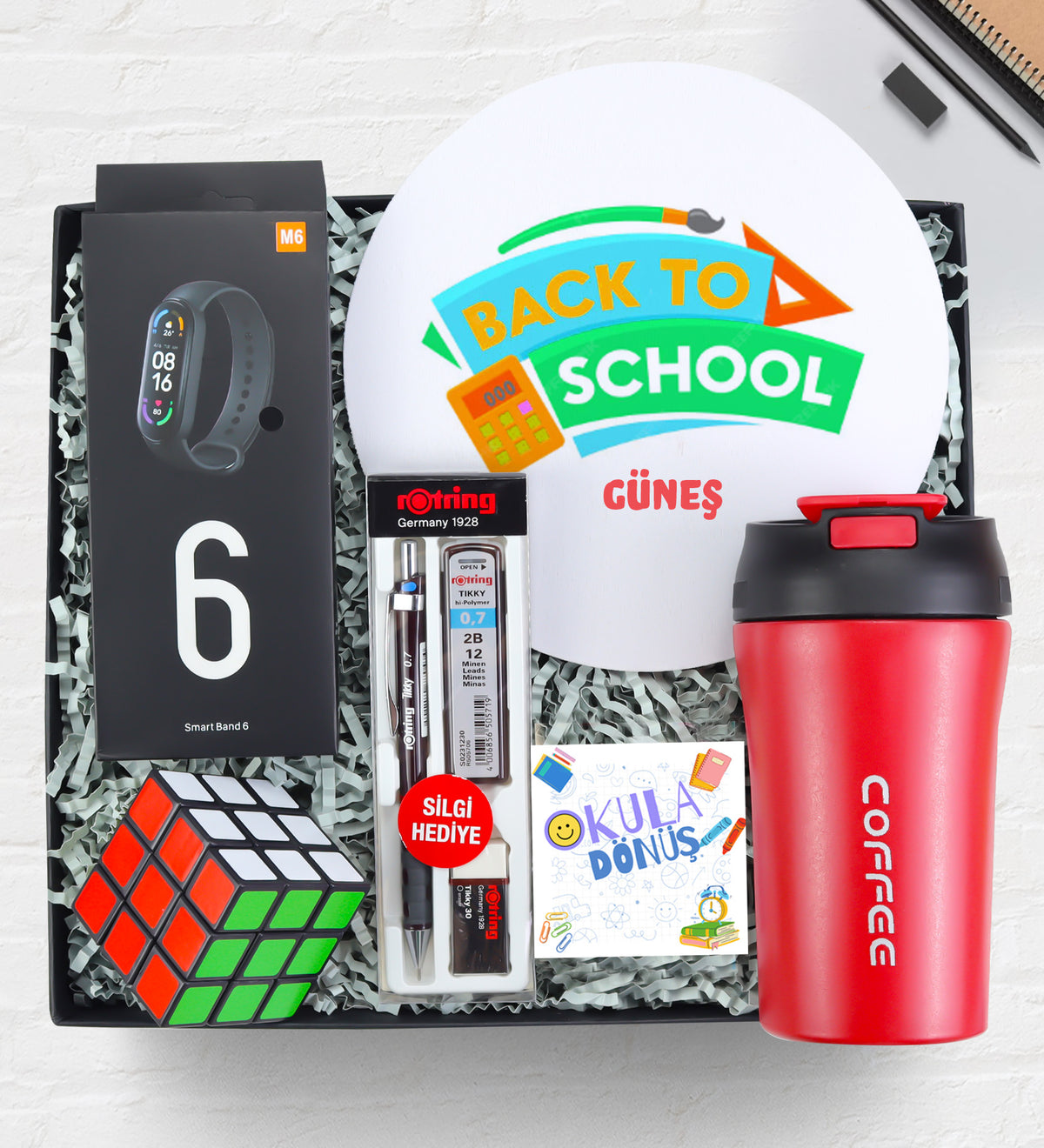 Akıllı Saat & Mousepad & Zeka Küpü & Termos & Rotring Kalem Hediye Seti