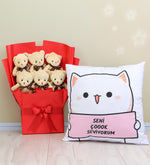 Motto Yastık & Ayıcık Buketi Hediye Seti