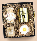 Kişiye Özel Gold Kupa & Ayıcık Anahtarlık & Mum & Mini Sabun Hediye Kutusu