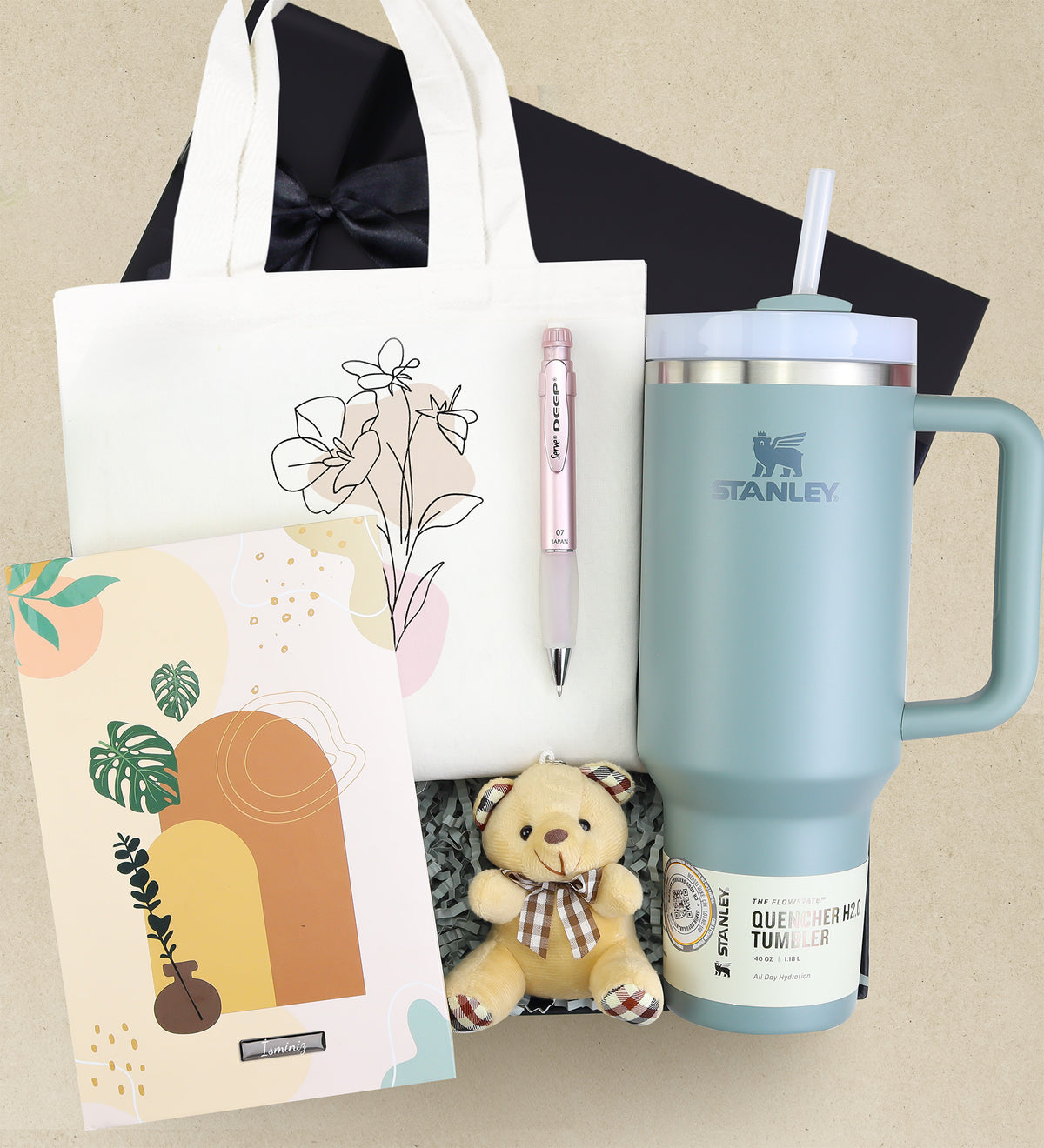 Stanley Termos & Bez Çanta & Serve Deep Kalem & Defter & Anahtarlık Premium Hediye Seti