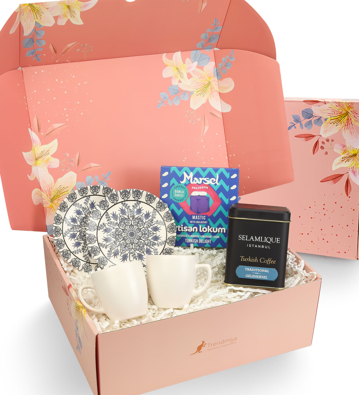 2 li Fincan & Lokum & Türk Kahvesi Hediye Seti