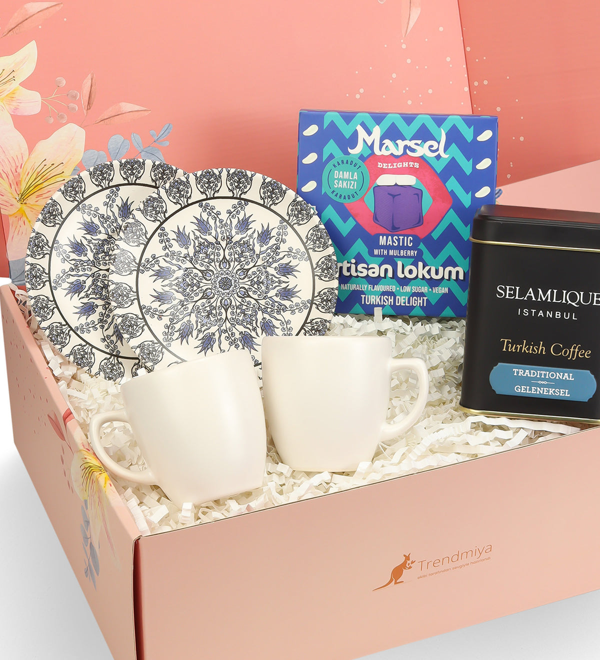 2 li Fincan & Lokum & Türk Kahvesi Hediye Seti