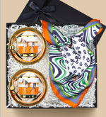 2 li Porselen Fincan & Tasarım Fular Hediye Seti