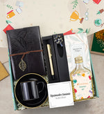 Anı Defteri & Gold Roller Kalem & Kolonya & Gold Detay Fincan Hediye Seti