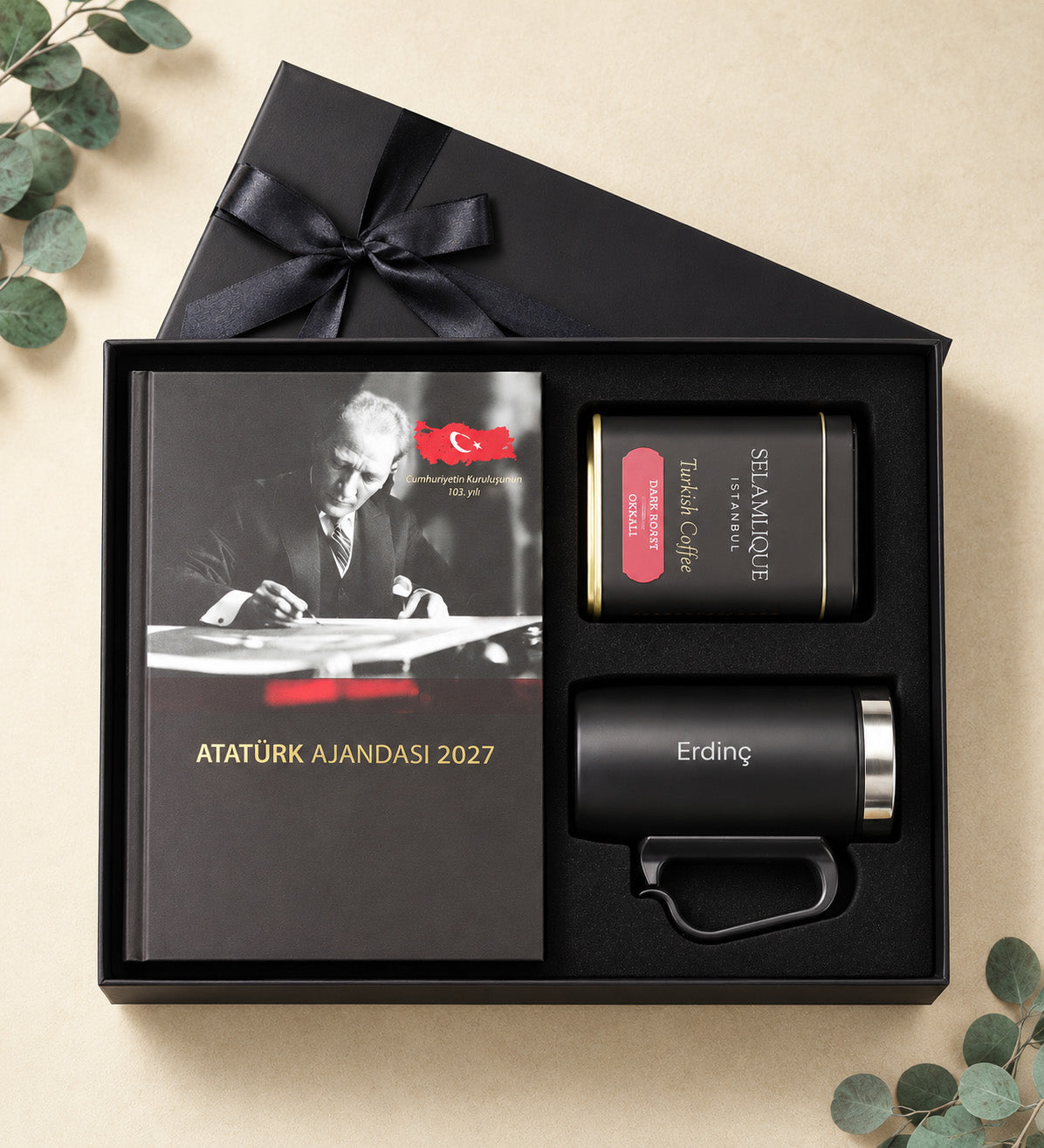 Atatürk Ajanda Termos Kahve Premium Hediye Seti