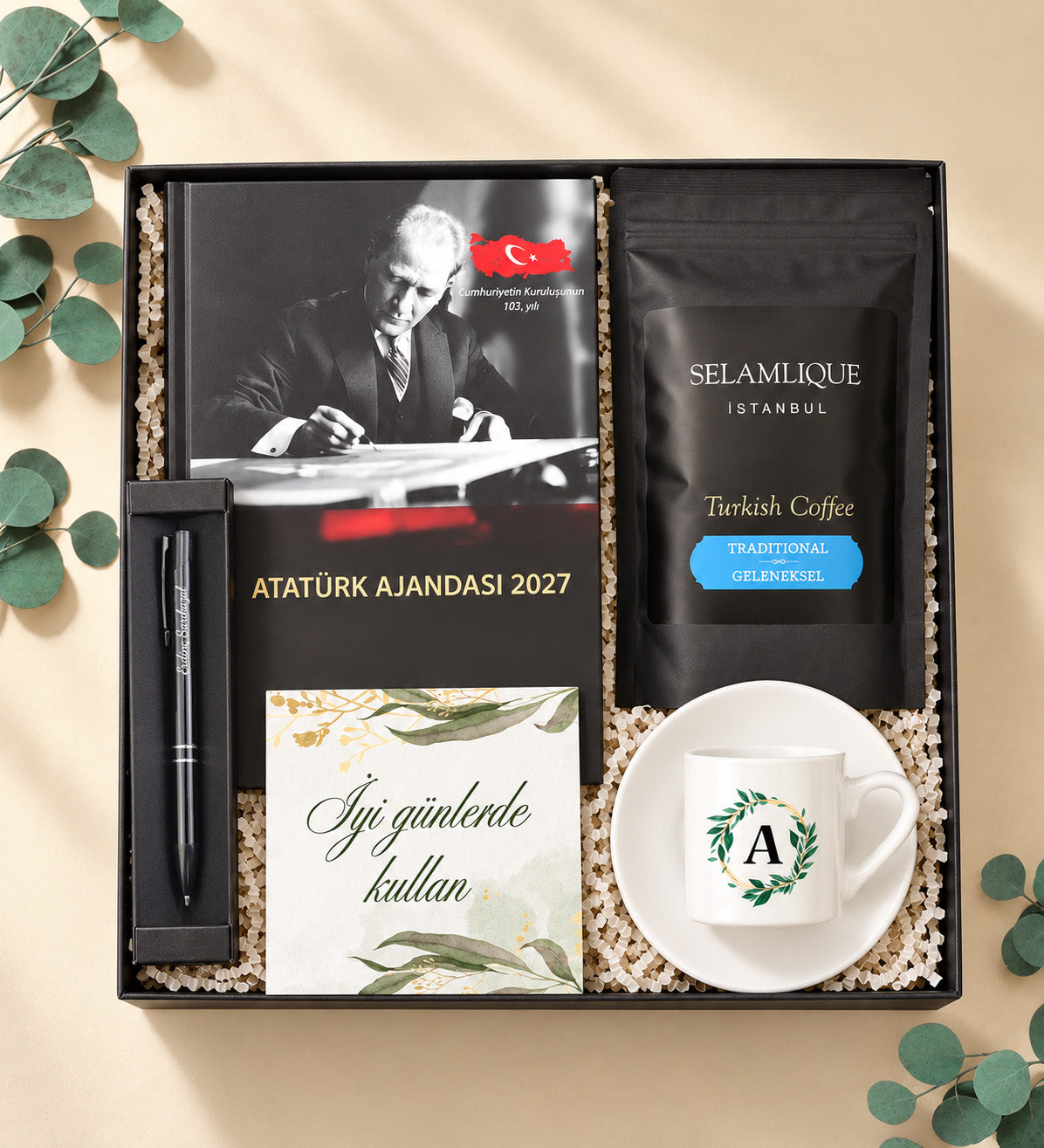 Kişiye Özel Fincan Atatürk Ajanda Kalem Kahve Hediye Seti