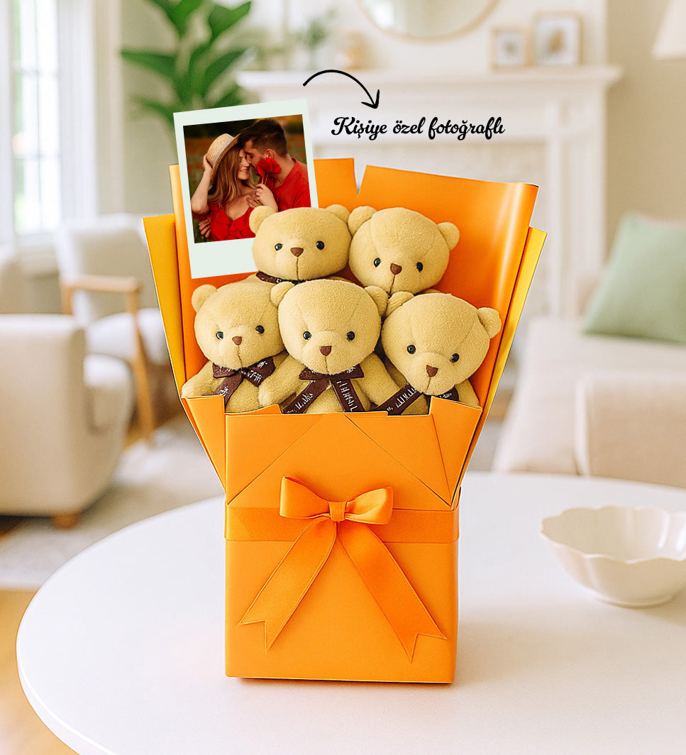 Polaroid Fotoğraflı Ayıcık Buketi