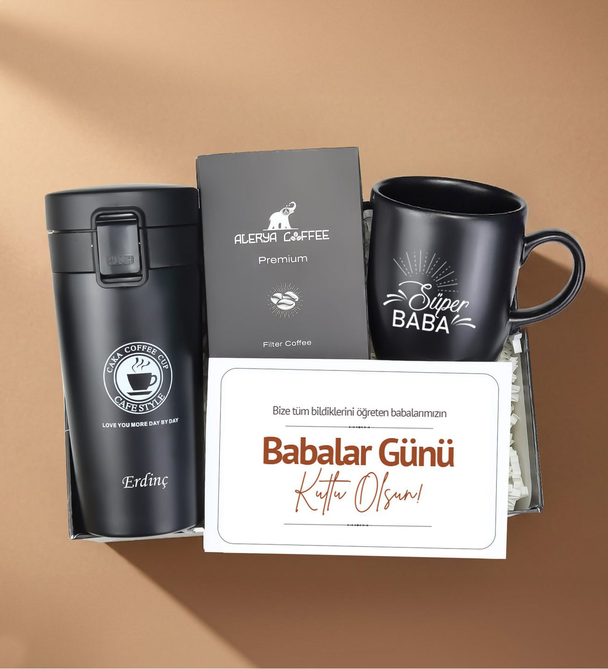 Kişiye Özel Termos Baba Kupa Filtre Kahve Hediye Seti