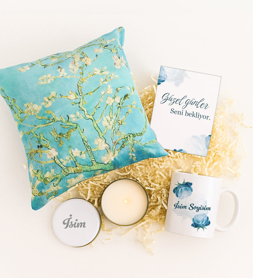 Yastık & Kupa & Mum Hediye Seti