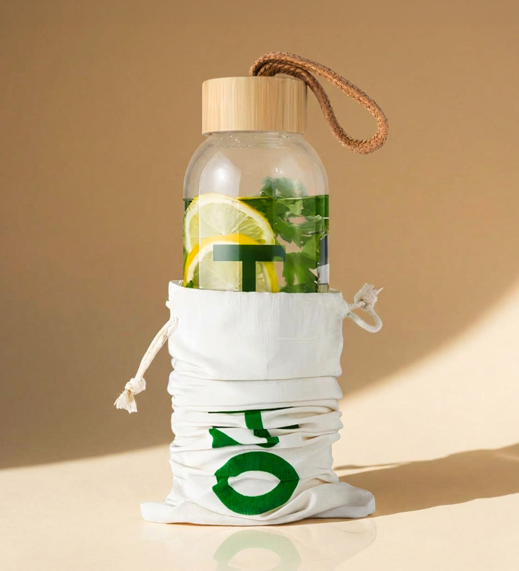 Bambu Kapaklı Cam Matara