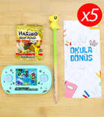 Halka Geçirme Oyunu & Figürlü Kalem & Haribo Mini Hediye Seti (5 Adet)