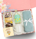 Yeşil Bambu Şal & 200 ml Limon Kolonyası & Beyaz Porselen Fincan & Melodi Vela Çikolata Hediye Seti