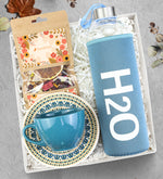 1000 ml Cam Matara & Bitki Çayı & Seramik Çay Fincanı Hediye Seti