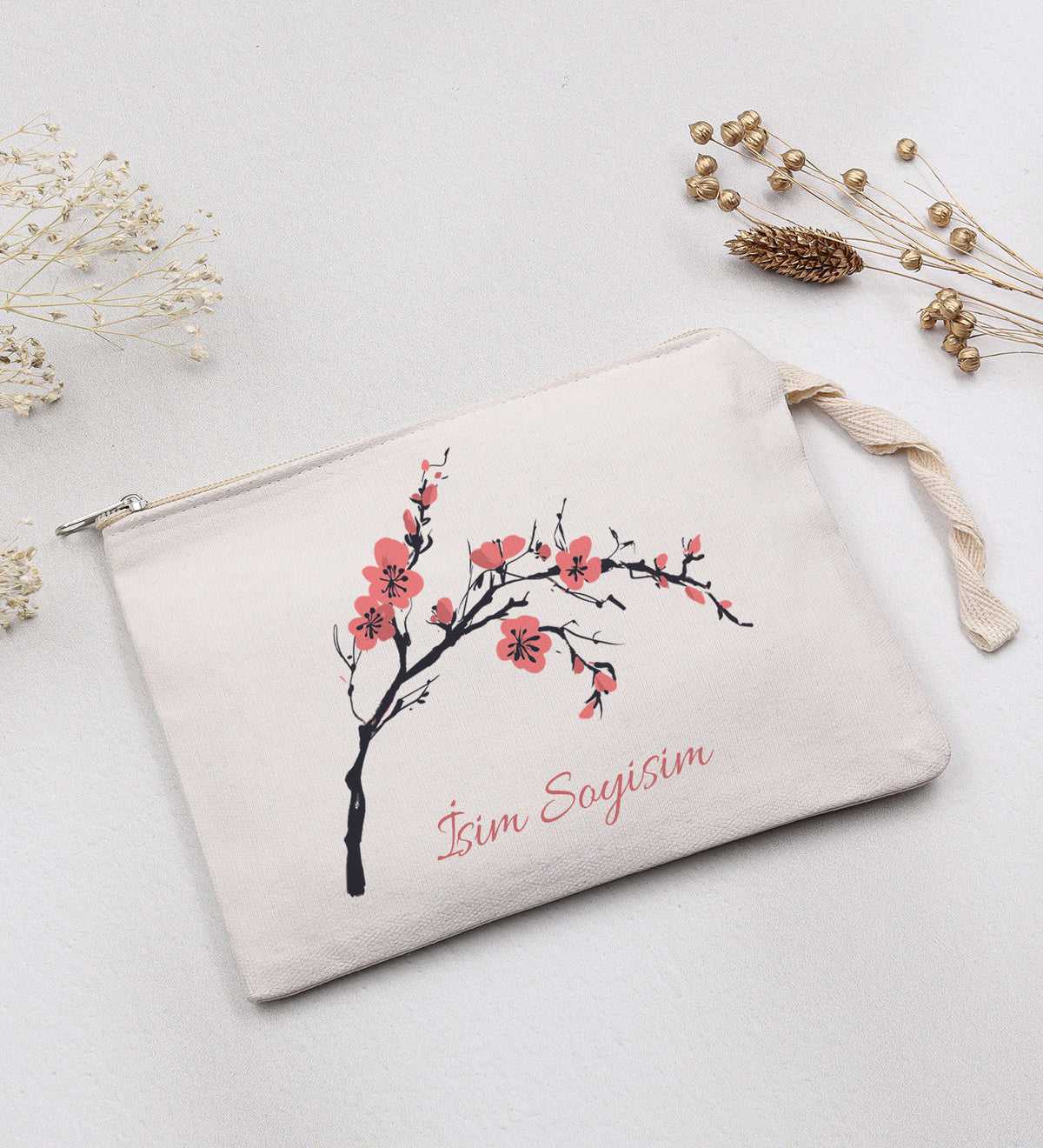 Ikigai & Bez Çanta & Krem & Lotus Mum Hediye Seti