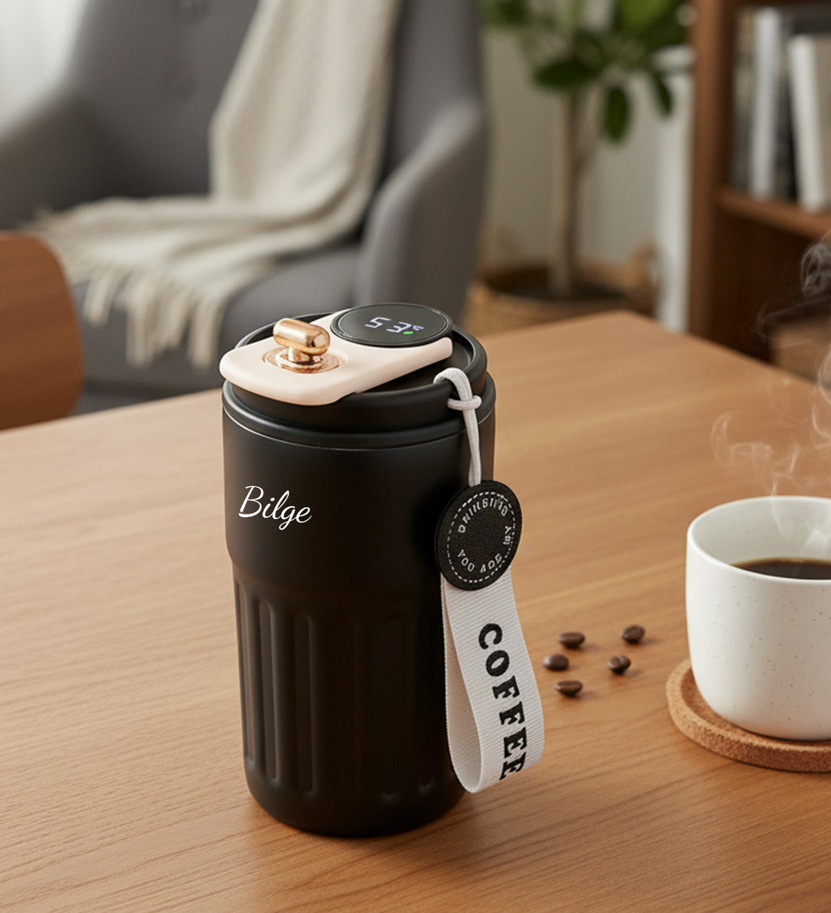 400ml Coffee Dereceli Siyah Termos