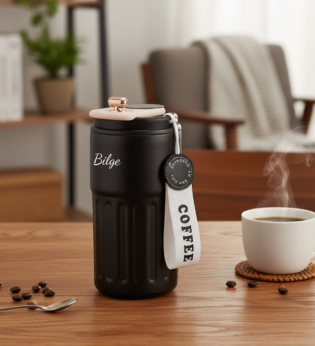 400ml Coffee Dereceli Siyah Termos