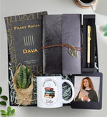 Anı Defteri & Dava Kitabı & Gold Roller Kalem & Çerçeve & Kupa & Sukulent Hediye Seti