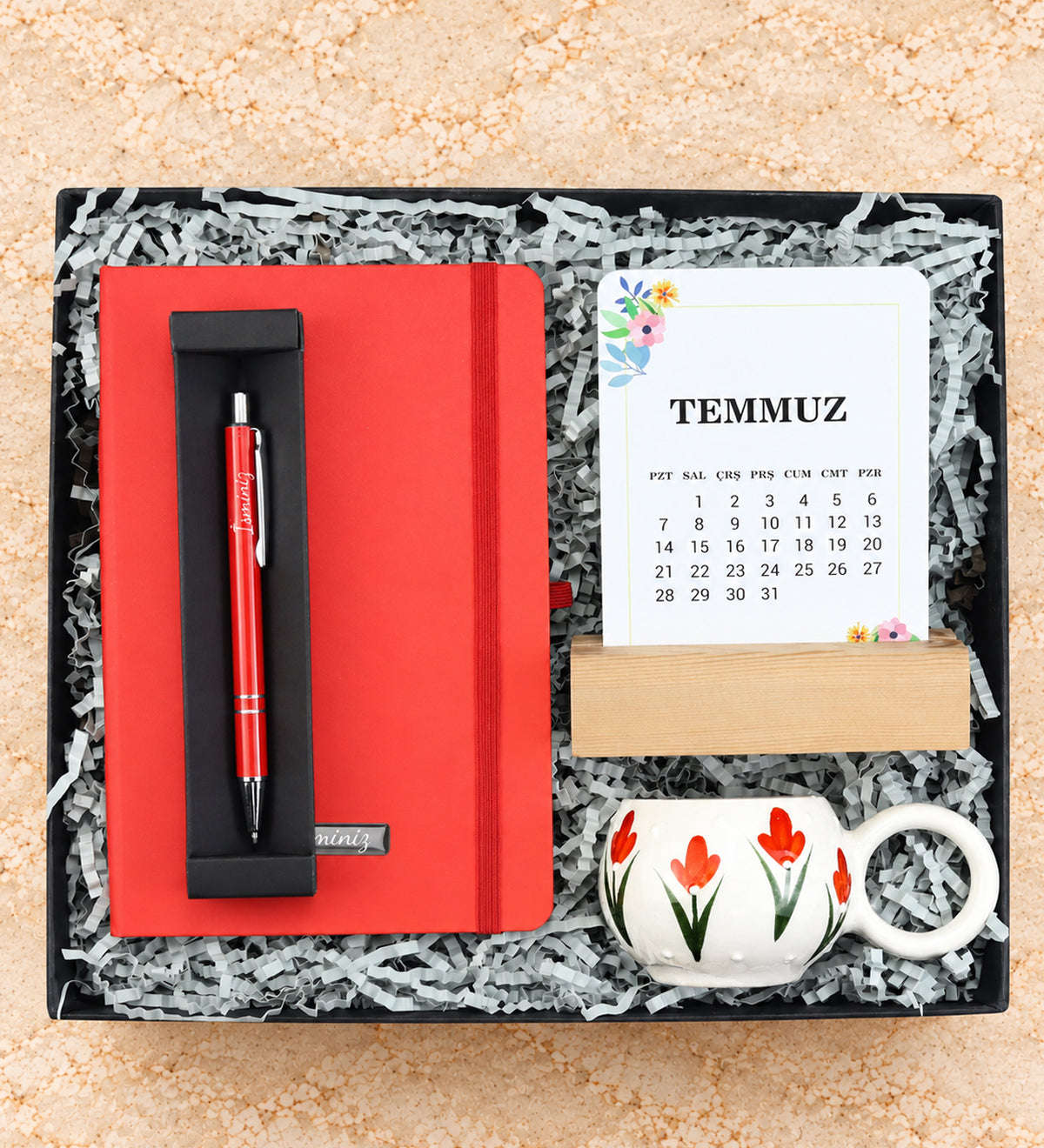 Defter & Kalem & El Yapımı Kupa & Takvim Hediye Seti