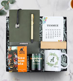 Defter & Kalem & Takvim & Filtre Kahve & Mum & Kupa Hediye Seti
